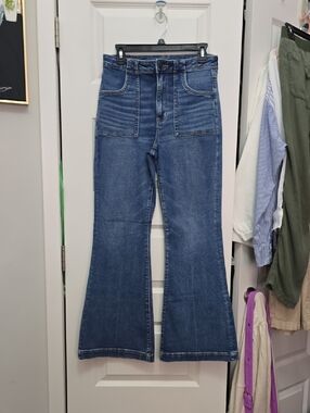 American Eagle Outfitters Medium Blue Super High-Rise Flare Jeans